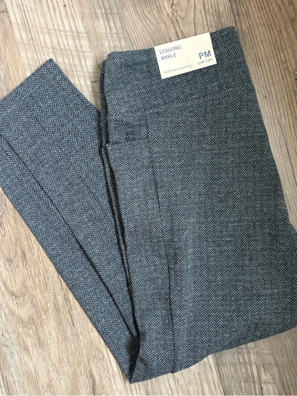 Soft Surroundings Ankle Length Legging Gray Herringbone Size PM
